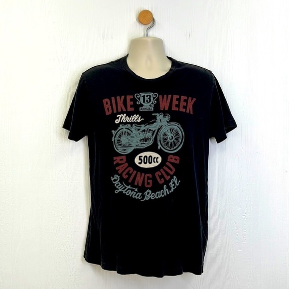 Lucky Brand - Bike Week Racing Club 500cc Motorcycle Daytona Beach Graphic T Med - Picture 1 of 9